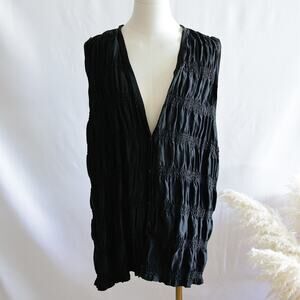 One Resource Vintage Silk button-down boho vest size L